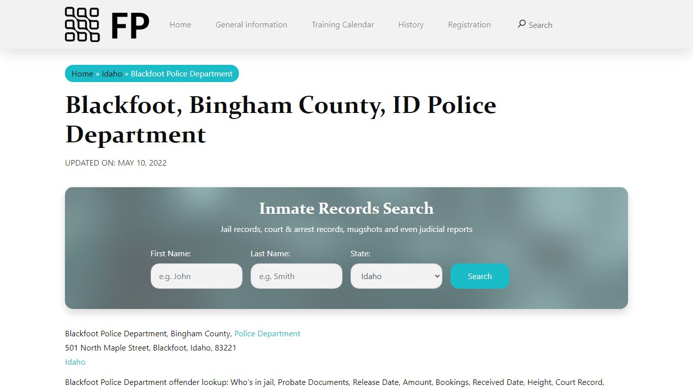 Blackfoot, ID Police - City Jail Inmates, Arrests